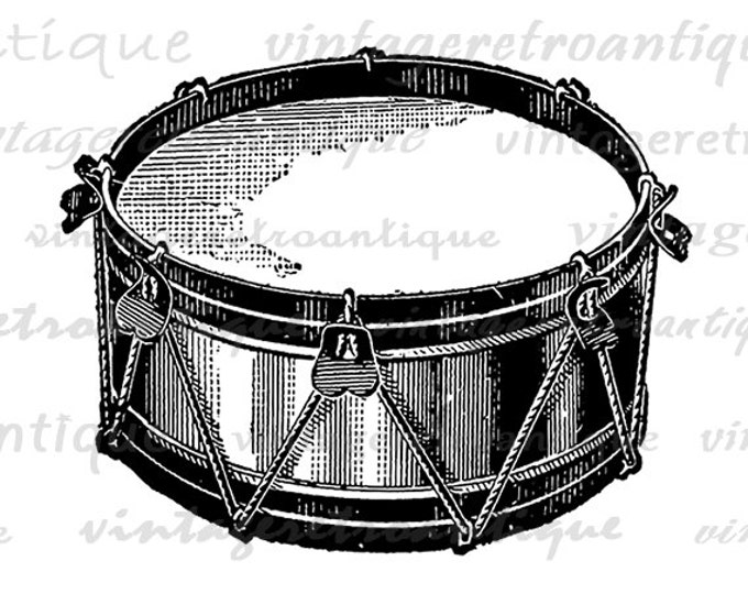 Digital Printable Snare Drum Image Music Download Illustration Graphic Vintage Clip Art Jpg Png Eps HQ 300dpi No.1767