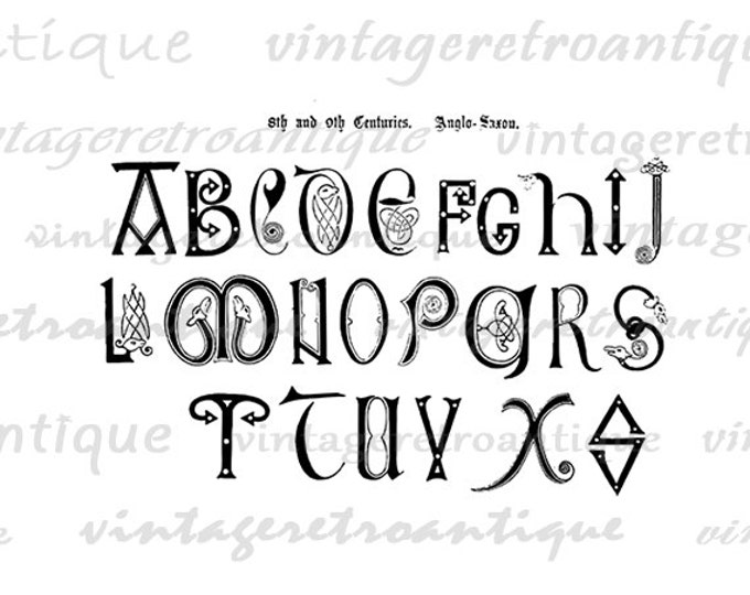 Ancient Alphabet Digital Graphic Download Antique Letters Printable Image Vintage Clip Art Jpg Png Eps HQ 300dpi No.393