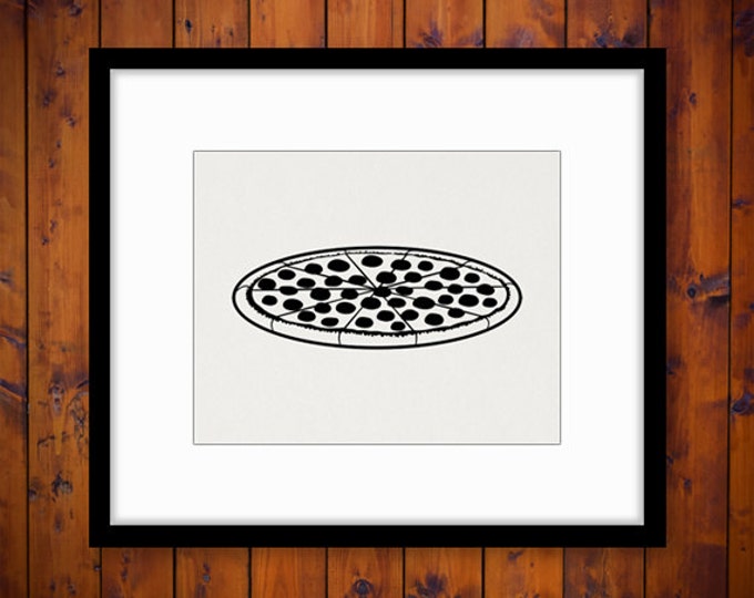 Printable Digital Pizza Download Pizza Image Graphic Illustration Vintage Clip Art Jpg Png Eps HQ 300dpi No.4433