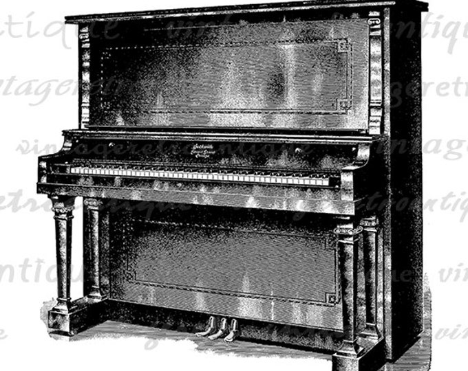 Antique Piano Digital Image Download Printable Graphic Vintage Clip Art Jpg Png Eps HQ No.1222