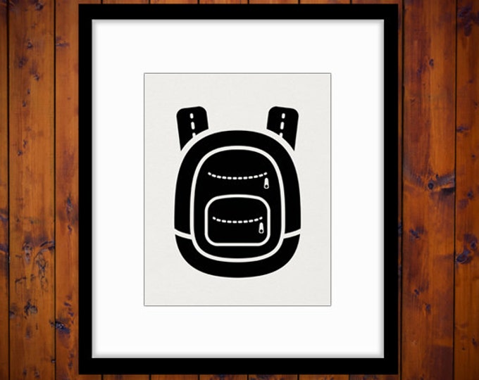 Printable Digital School Backpack Download Education Artwork Graphic Image Vintage Clip Art for Transfers Printing etc HQ 300dpi No.4366