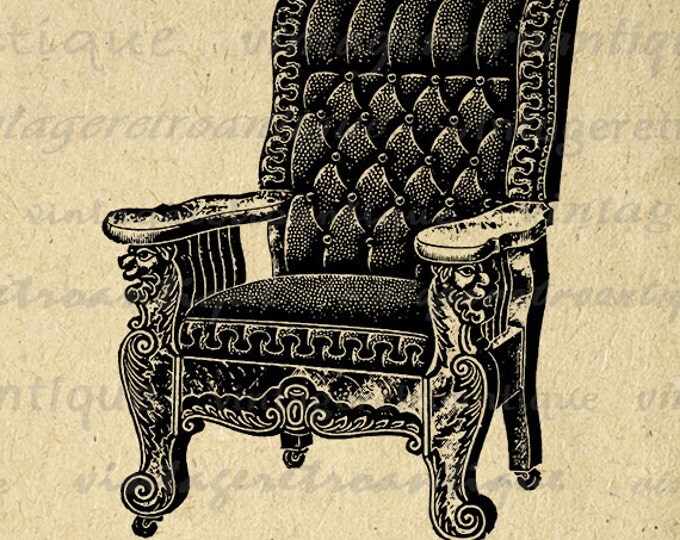 Digital Antique Chair Graphic Image Furniture Printable Illustration Download Vintage Clip Art Jpg Png Eps HQ 300dpi No.1130