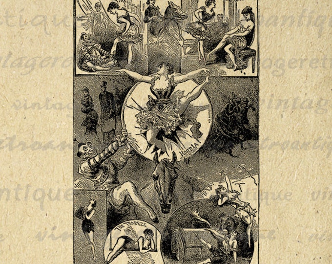 Printable Digital Circus Image Download Graphic Illustration Vintage Clip Art Jpg Png Eps HQ 300dpi No.2159