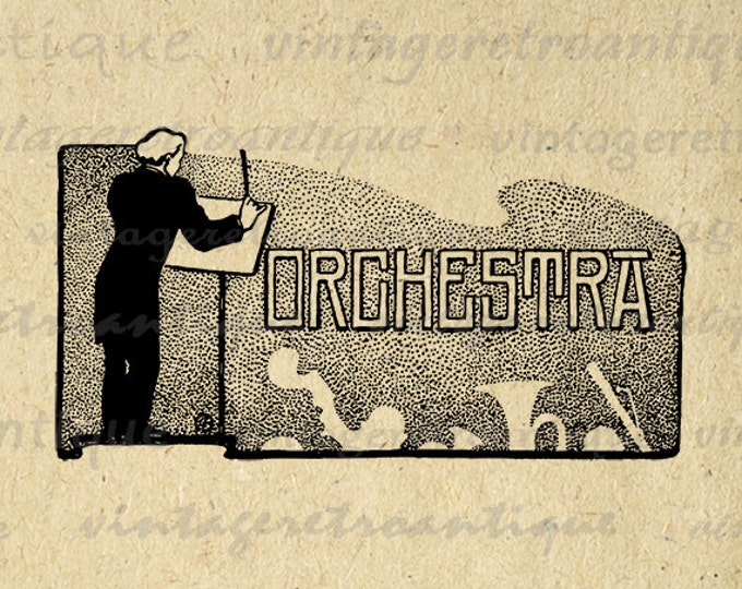 Orchestra Graphic Printable Download Band Image Music Digital Artwork Vintage Clip Art Jpg Png Eps HQ 300dpi No.4170