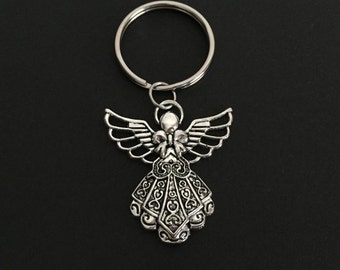 Angel Key Chain. Guardian Angel Key Chain. Memorial Key Chain. Heaven Key Chain. Holiday Gift Idea. Angel Ornament. Christmas Tree Ornament.