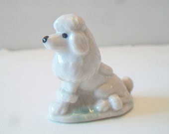 Small White Poodle Figurine Vintage Porcelain Collectible Kitsch Home Decor