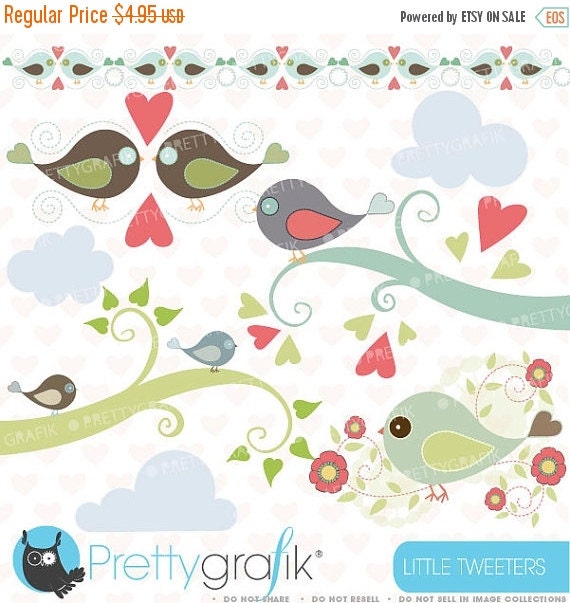 80% OFF SALE bird tweet clipart commercial use, vector graphics, digital clip art, digital images - CL426 Il_570xn