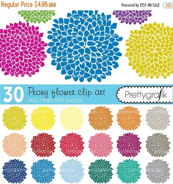 80% OFF SALE 30 peony flower abstract clipart commercial use, vector graphics, digital clip art, digital images - CL464 Il_570xn