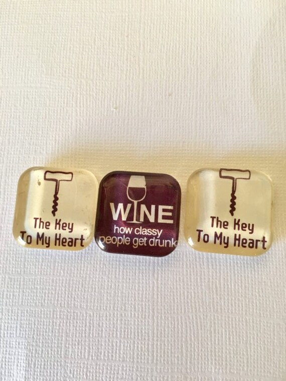 Wine Set of 3 Glass tile Small giftlove