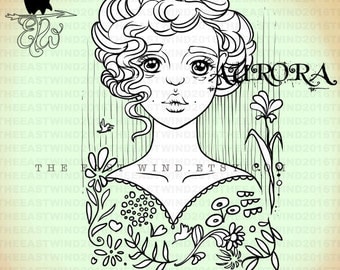 Digital stamp- Aurora 'Flower Garden'- 300dpi JPG/PNG files -MAC0347