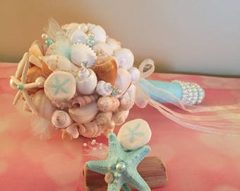 Xo bouquet seashell bouquet boutonniere