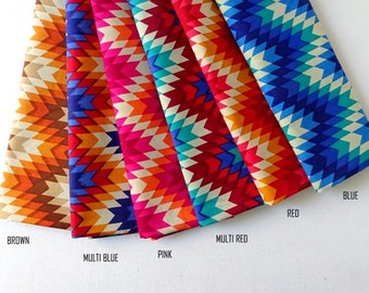 Geometric chevron Indian Fabric, aztec block print cotton, tissu indien, chevron cotton with border, boho fabric, sewing fabric, half yard