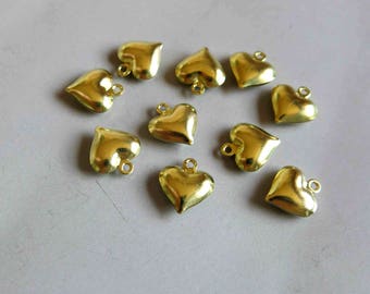 50pcs Raw Brass Heart Charms, Pendants,Findings 10mm x 11mm - F349