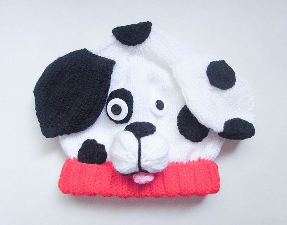 Knitting Pattern Dalmatian Puppy Dog Baby Beanie Hat ...