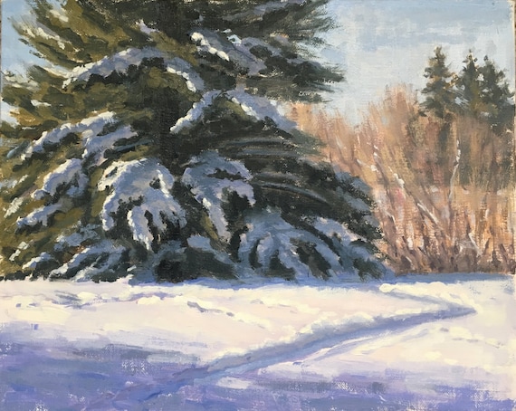 Winter Extraordinaire - Original contemporary Landscape painting - Oil Painting