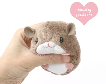 PDF sewing pattern - plush hamster mouse rat guinea pig rodent stuffed animal - kawaii plushie 4" chinchilla bunny rabbit gerbil lemming
