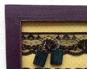 Cadre support à boucles d'oreilles avec dentelle noire prune mauve pour femmes adolescentes filles cadeau mariage shower bijoux organisateur