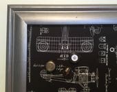 Babillard aimanté recouvert tissu plan d'avion noir argent industrial mémo organisation photo décor mural tableau d'affichage homme masculin