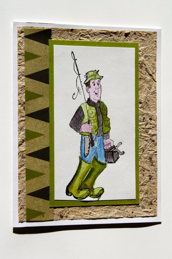Fisherman Birthday Card Greeting Card handmade tackle box