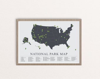 National Park Map, American National Park Print, Outdoors print, Explorer Wall Print