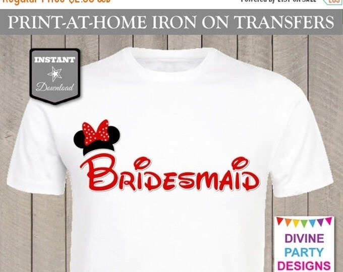 SALE INSTANT DOWNLOAD Print at Home Girl Mouse Bridesmaid Printable Iron On Transfer / T-shirt / Wedding / Bachelorette Party / Item #2491