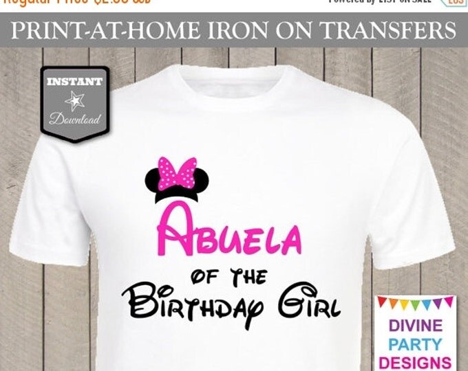 SALE INSTANT DOWNLOAD Print at Home Pink Mouse Abuela of the Birthday Girl Printable Iron On Transfer / T-shirt / Family / Trip / Item #2463