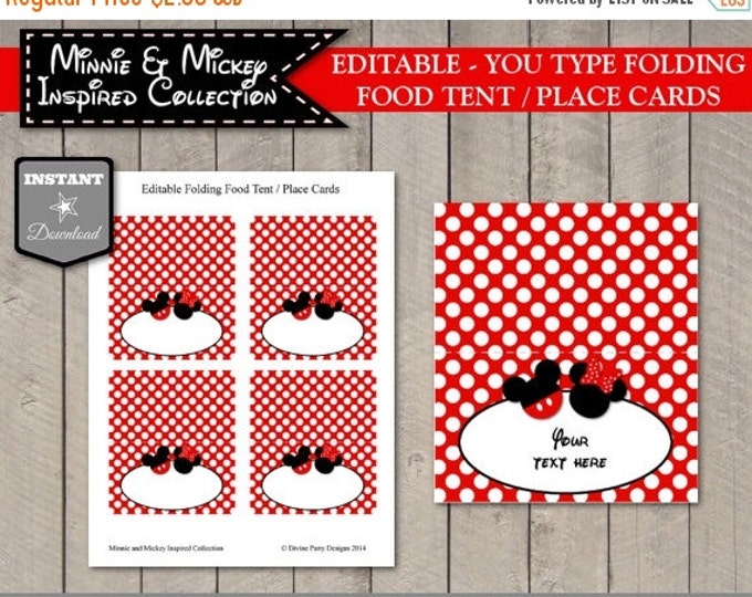 SALE INSTANT DOWNLOAD Editable Girl and Boy Mouse Folding Food Tent Cards / Place Cards /Type Text / Girl & Boy Mouse Collection / Item #211