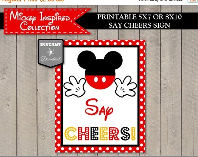 SALE INSTANT DOWNLOAD Mouse "Say Cheers" Sign / Printable 5x7 or 8x10 / Mouse Classic Collection / Item #1519