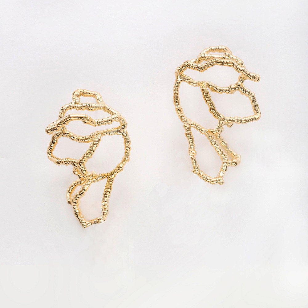 Gold Statement Earrings Gold Bridal Earrings Wedding