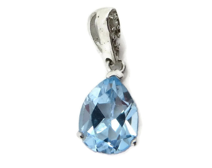 Vintage Aquamarine Pendant, Sterling Silver Pendant