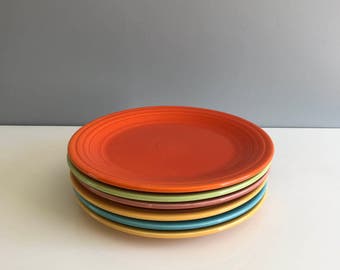 Vintage Fiestaware Dinner Plates /Homer Laughlin Original 1960's Fiesta Dishes / Luncheon Plates Set of 6