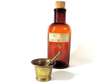 French Vintage Amber Pharmacy Bottle/ Vintage Apothecary Bottle/ French Vintage Amber Pharmacy Bottle/Vintage Pharmacy Bottle/Glucose Bottle