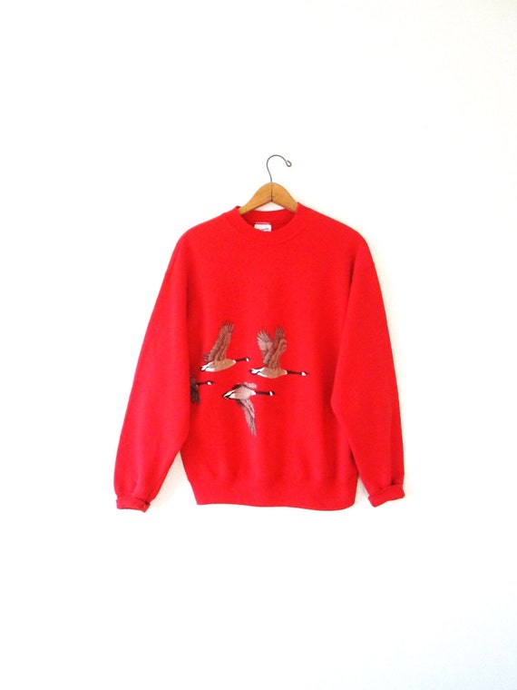 Vintage 1980s Geese Pullover Sweatshirt Sz L