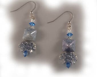 Sapphire Blue Earrings with Swarovski Crystals and Sterling Silver