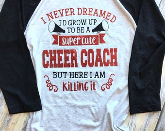 Cheer Coach - Cheer Coach Gift - Cheer Mono Shirt - Team Spirit - Glitter Adult Unisex sized Raglan