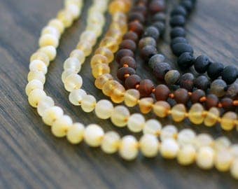 Authentic raw unpolished baltic amber baby teething necklace. 31-33 cm/12.2-13 in Amber teething necklace. Baby necklace. Baby Shower Gift