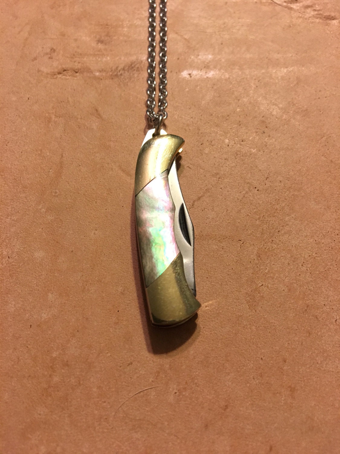 Black Pearl Mini Pocket Knife Necklace