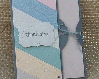 Thank You Card Made With 100% Recycled Paper - Pink/Green/Orange/Blue/Gray