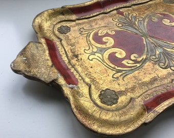 Vintage, Italian, Florentine, Tray, Vanity Tray,