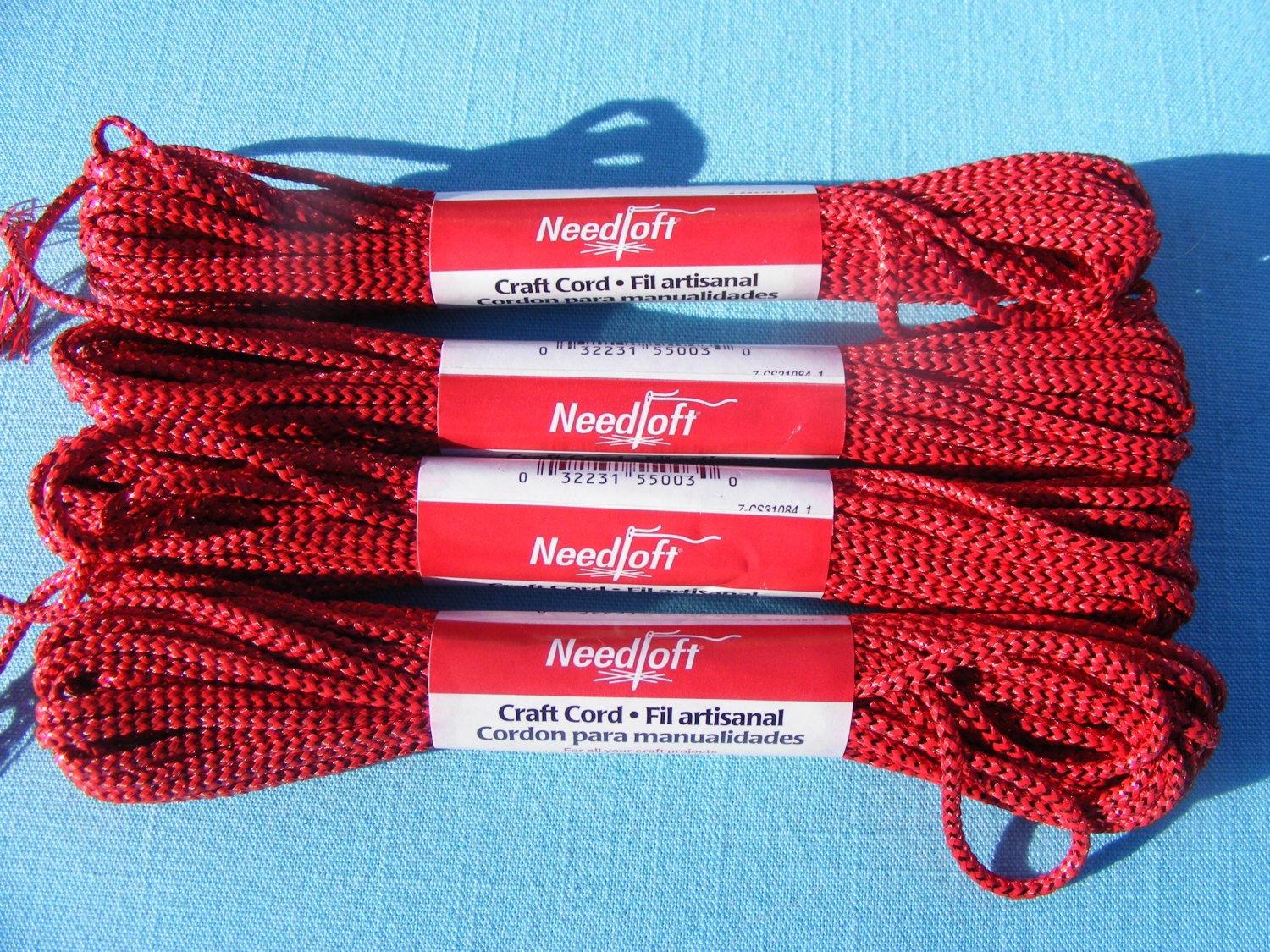 Needloft Metallic Plastic Canvas Yarn (10 Yards each) Red (4 skeins