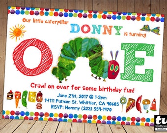 Very Hungry Caterpillar Invitations - ONLY for age 1