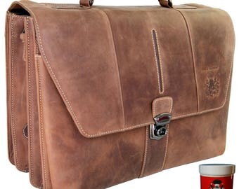 Large briefcase BRECHT brown ECO-leather