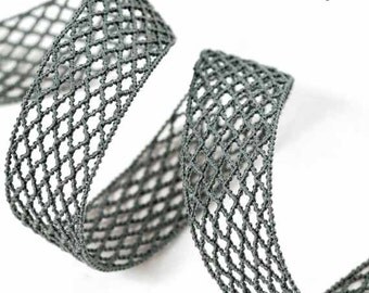 15mm Elastic Fishnet Mesh Stretch Trim by 2 yards, Black, White, SAT-1809S