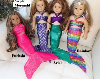 Mermaid Tail Doll Outfit for 18" dolls similar to American Girl. Mermaid Costume. Birthday Gifts!