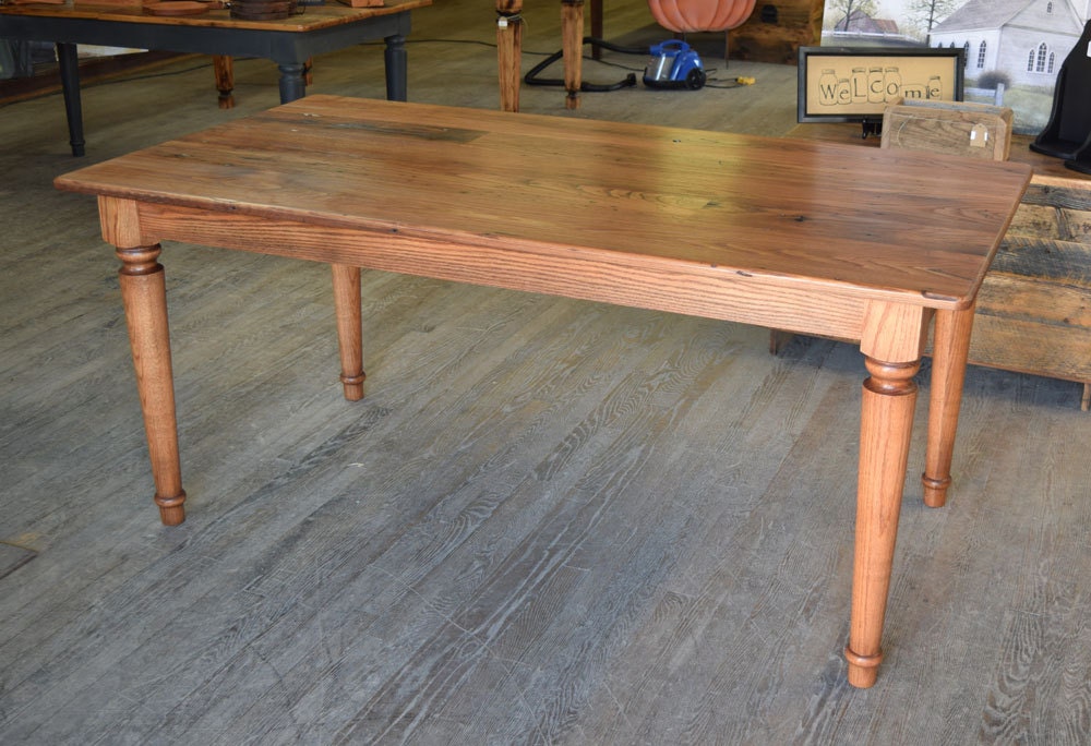 Farm Table Reclaimed Chestnut Top Rustic Dining Table