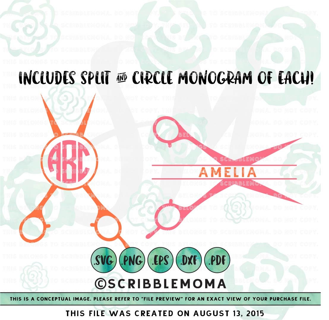 Download Scissor Monogram svg Hairstylist Monogram svg for Cricut