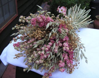 Bridal Dried Bouquet, Wedding Rustic Bouquet, Dried Flowers, Wedding Flowers, Country Dried Flower Bunch, Long Lasting Bridal Bouquet