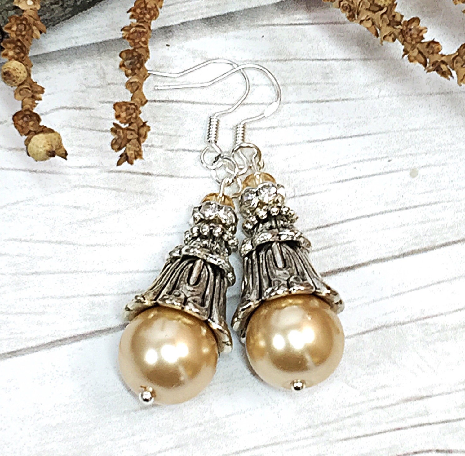 Bohemian Style Rustic Bridal Earrings Sterling Silver