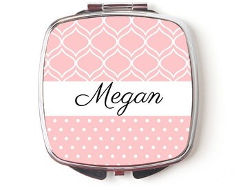 Custom Bridesmaids Gifts - Personalized Compact Mirror - Blush Wedding - Personalized Bridesmaids Gifts