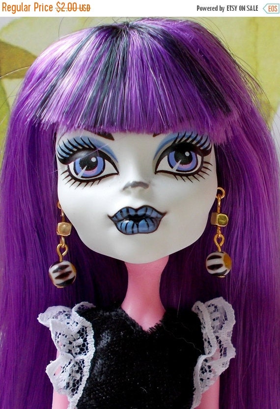 Black Striped Earrings for Monster Doll Bratz or by FAIRLYGHOULISH
